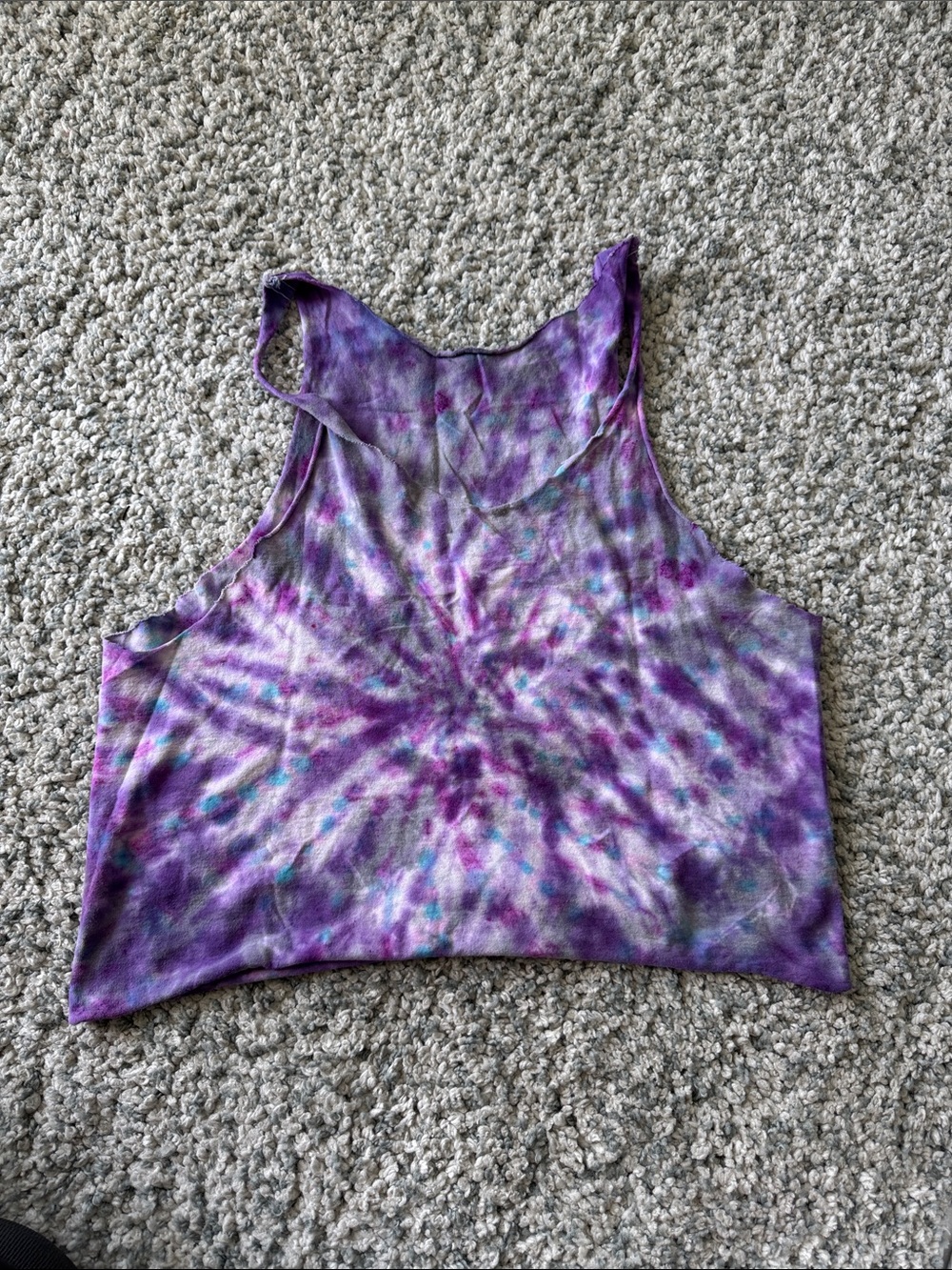 Purple Tie-Dye Crop Tank Top